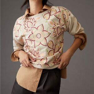 Anthropologie Tiny Embroidered Pullover